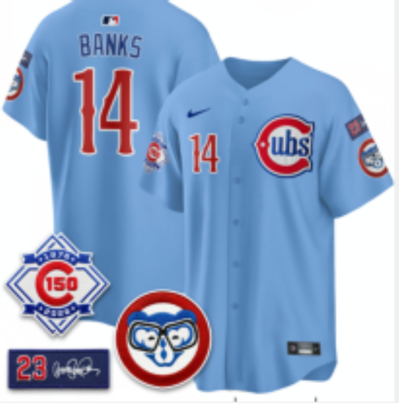 Men 2026 Chicago Cubs #14 Banks blue Game Nike MLB Jersey ->new york yankees->MLB Jersey